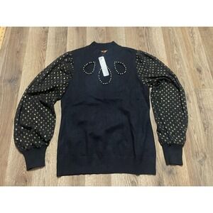 Belladini Shirt, Women's Size Medium, Black Gold, Long Sleeve, See Through NWT